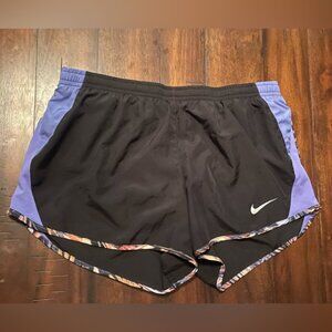 Nike Women's Black and Blue Athletic Shorts